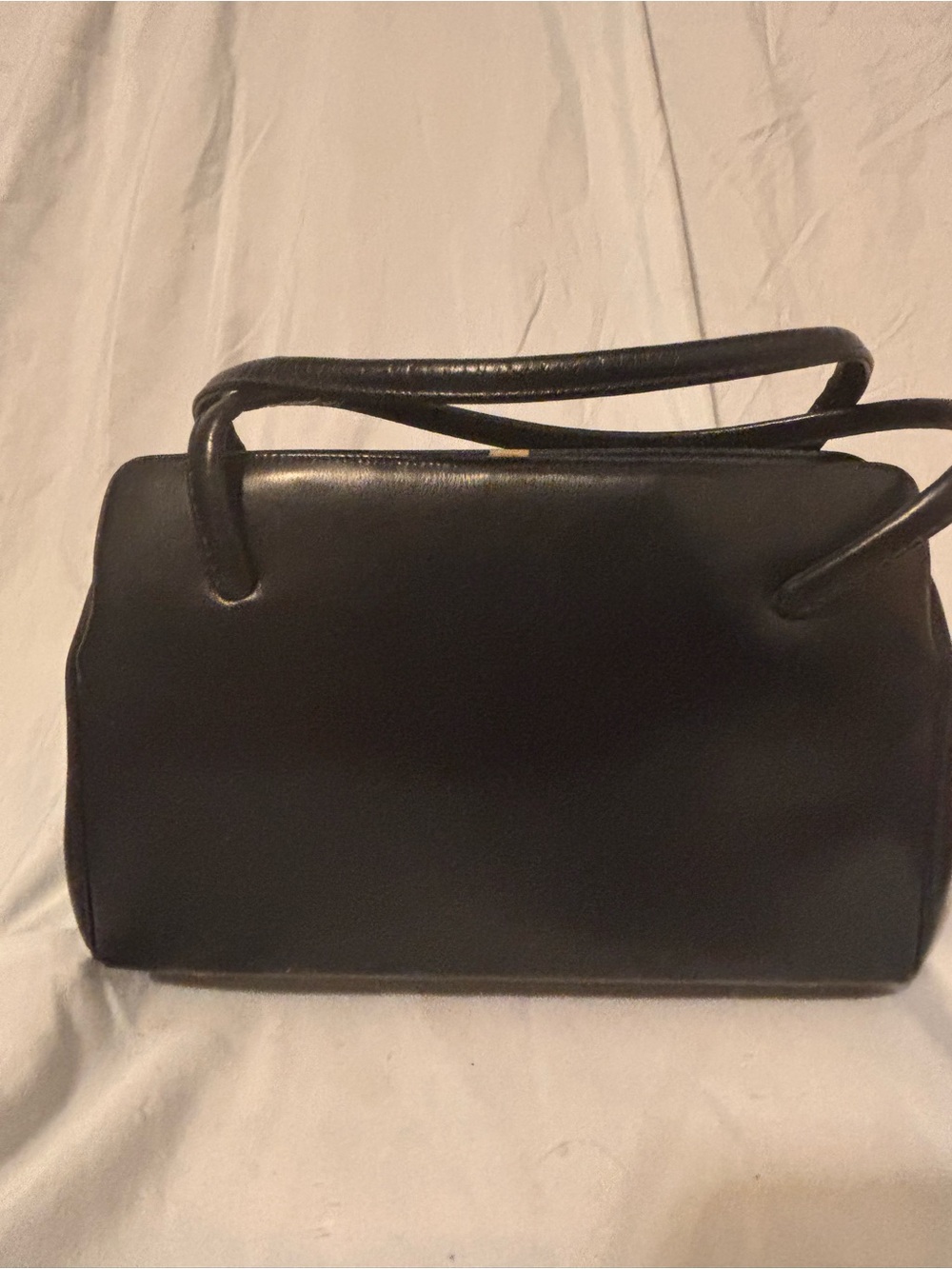 Classic Vintage Navy Kadin Leather Satchel with Top Handles